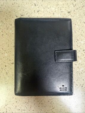Gucci Black Leather Organizer Wallet with Snap Tab